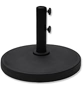 Helios&Hestia 31 lb Heavy Duty Round Plastic Built-in Cement Outdoor Umbrella Base, Concrete Weig...