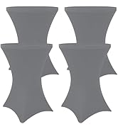 Moosfor Spandex Cocktail Table Covers 4 Pack, Elastic Fitted Stretch Table Cloth, Round High Top ...