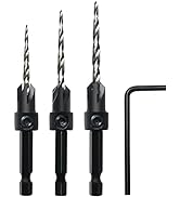 GMTOOLS Countersink Drill Bit Set, 3Pcs Tapered Drill Bits with 1/4" Hex Shank Quick Change and A...