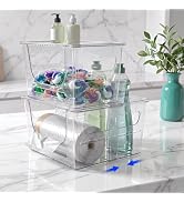 BLULEE 2 Pack Clear Trash Bag Holder, Under Sink Trash Dispenser | Stackable Extra Large Garbage ...