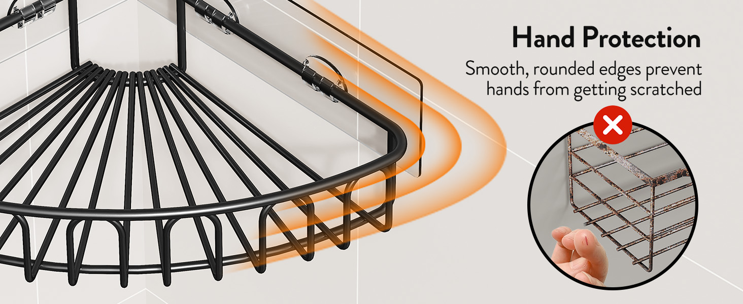 Orimade Corner Shower Caddy Stainless Steel with Hooks Wall Mounted Bathroom Shelf Storage Organizer