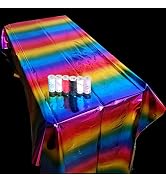 2 Packs Rainbow Foil Party Tablecloth Table Cover Party Decorations Rectangle Gradient Foil Table...