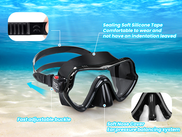 Swim Goggles Adult with Nose Cover, Clear Diving Mask Wide View No Blurring for Men Women Youth