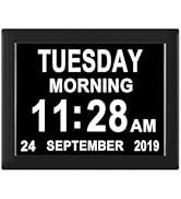 Jaihonda 8 Alarm Options Clock with Day and Date for Elderly,Level 10 Dimmable Dementia Clocks fo...