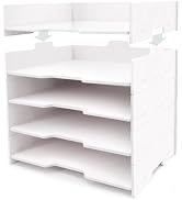 SONGWAY 5-Tier Stackable Paper Tray - File Organizer for Desk, Paper Sorter, Desktop Letter Trays...