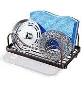 Consumest Sponge Holder for Kitchen Sink, Movable Sink Caddy for Countertop Organizer, 304 Stainl...