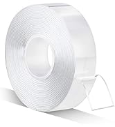 CLAVICHORD Double Sided Tape Heavy Duty, 3/4inch 10ft Clear Mounting Tape Sticky,Removable Two Si...