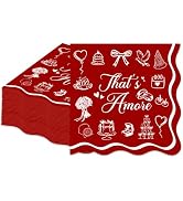 40 Pcs That's Amore Italian Romance Scalloped Cocktail Napkins, 5 Inch Folded (10 x 10 Inch Unfol...
