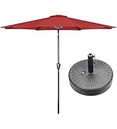 HealSmart 9' Patio Table Umbrella with Button Tilt, 8 Sturdy Ribs, 50lbs Base Stand Included, for...