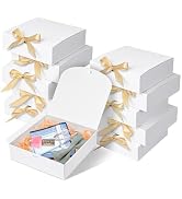 WLUSEAXI 10pack Gift Boxes with Lids, 6.5''x6.5''x2'' White Gift Boxes For Presents, Paper Boxes ...