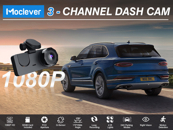 3 Channel Dash Cam Front and Rear