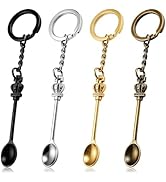 Demearly 8 Pack Small Measuring Tools Spoon Keychain with Split Key Rings, Metal Mini Powder Spoo...