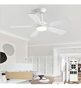 Depuley 42-inch Ceiling Fan with Light: White Ceiling Fan for Living Room Indoor Outdoor - Modern...