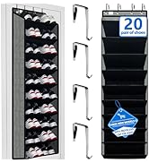 zebricolo shoe organizer,70 Pounds Large Capacity,20-30-Pair over the door shoe organizer,10 Tier...