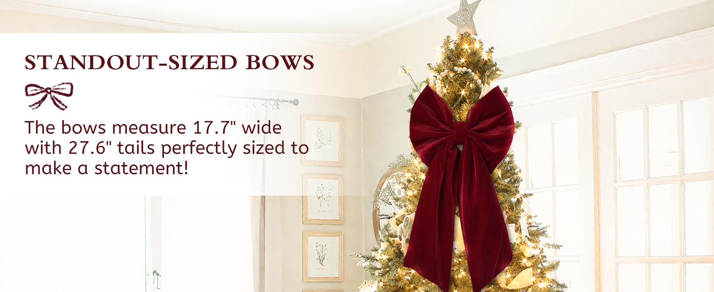Christmas Decorations Large Red Velvet Christmas Tree Topper Gift Bows Xmas Decor Home Wreaths Door