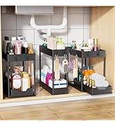 Simple Trending 3 Pack Under Sink Organizer, Pull-Out Cabinet Organizer Drawer, 2 Tier Multi-Purp...