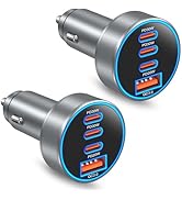 98W USB C Car Charger, 4-Port PD Super Fast Charging Type C Car Charger for Multiple Devices (Gray)