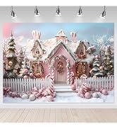 Mocsicka Pink Christmas Backdrop Christmas House Cane Candy Winter Christmas Party Photography De...
