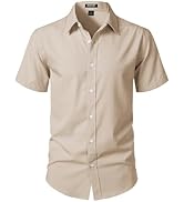JEMITOP Men's Stretch Wrinkle-Free Textured Shirt Summer Lightweight Short Sleeve Button Down Vac...