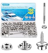 FEAOXYO 150PCS Canvas Snap Button Kit, 3/8" Socket, 304 Stainless Steel | Made for Fabric, Furnit...