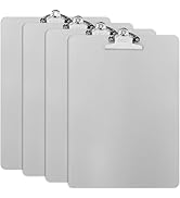 ZCZN Metal Clipboard, 4 Pack Heavy Duty Aluminum Clipboards 12 x 9 Inches, A4 Letter Sizer Docume...