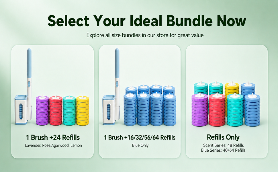 Our disposable toilet cleaning kit requires no extra brushes or cleaning supplies