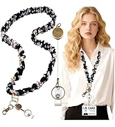 Scrunchie Lanyard Teacher for Id Badges Keys with Retractable Badge Reel Cute Teacher Lanyard for...