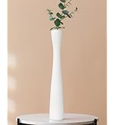 MZYOUHUO Tall White Vase 16 Inch Skinny Flower Vases, Handmade Ceramic Vase Modern Minimalist Sty...