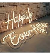SYLHOME Happily Ever After LED Neon Light Sign 14.6"X7.5"+ 20.9"X7.5" Wedding Party Birthday Neon...