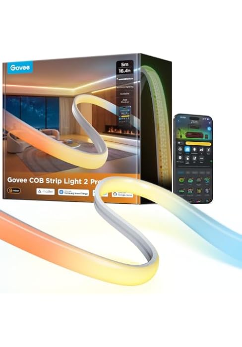 Govee COB LED Strip Lights 2 Pro, RGBWWIC, 1344 LEDs/m, 1000K-10000K,16.4ft | Work with Alexa, Go...