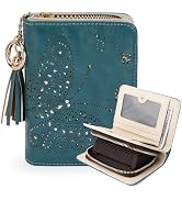 KITEVIUN Women RFID Blocking Small Bifold Wallet, Compact Cash Clutch with Zipper Coin Pocket, Gl...
