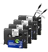 VolenGo E1000 Flexible ID Cable Wire Label Tapes - 0.47'' 12mm Black on White - Compatible with B...