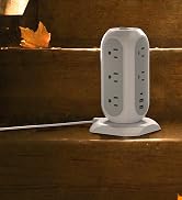 TESSAN Tower Power Strip Flat Plug with 1050J Surge Protection, 6 Ft, Grey | 11 Outlets 3 USB (1 ...