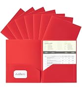 Aegero Plastic Folders with Pockets (7 Pack, Red), Durable Heavy Duty File Folders with Business ...