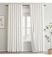 Topfinel 84 Inch Long Natural Blackout Curtains for Bedroom Livingroom, Farmhouse Back Tab Pinch ...