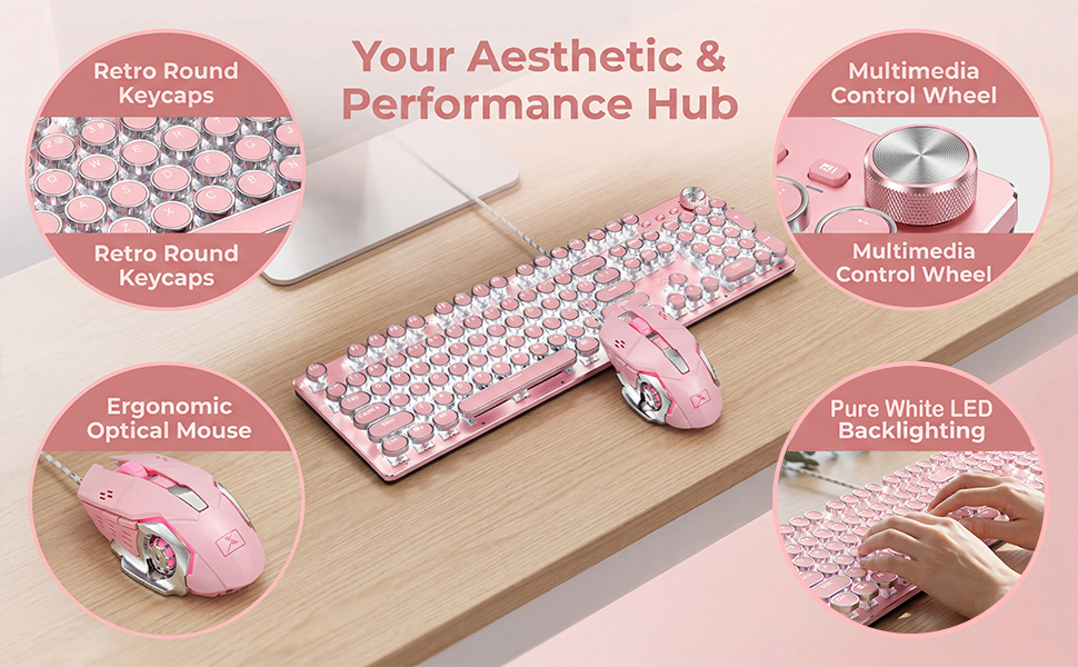 pink keyboard and mouse