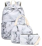 BLUBOON School Backpack Teens Girls Boys Kids School Book Bags with Lunch Box Pencil Bag (White)