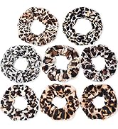 Leopard Scrunchie Hair Ties Leopard Print Scrunchies Velvet Scarf Elastics Hair Bands Ropes for W...