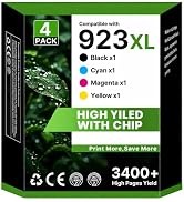 Replacement for HP 923XL Ink Cartridges Combo Pack Black and Color, 4 Pack | Compatible with HP 9...