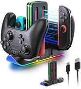 Switch 2 Controller Charging Dock, 6-in-1 Charging Station for 4 Joy-Con & Pro Controllers, RGB L...