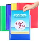 KTRIO Plastic Folders with Clear Front Pocket, 4 Pack Folders with Pockets and Prongs, Heavy Duty...