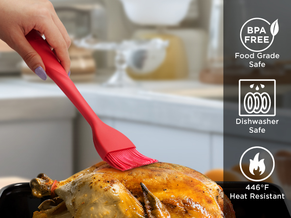 Kitchen Mama WALTZGRIP Platinum Silicone Basting Pastry Brush Set of 2 Heat-Resistant for Cooking