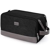 WANDF Toiletry Bag for Men Travel Toiletry Organizer Canvas and Leather Dopp Kit Water-Resistant ...