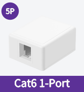 Cat6 Surface Mount Box 1-Port 5 Pack