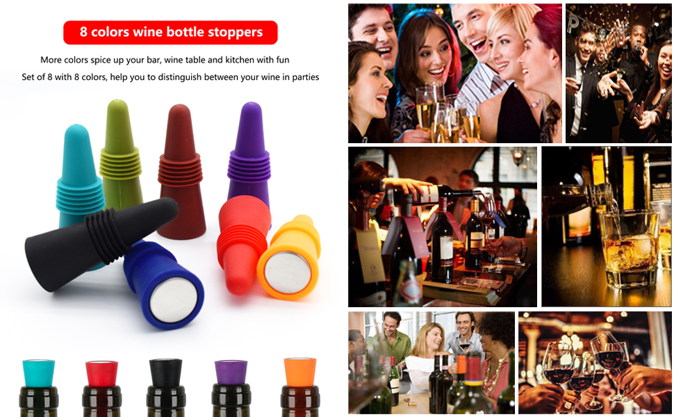 Color Wine Bottle Stoppers for Wine Beverage Soda Beer Keep Freshness, Reusable Wine Corks