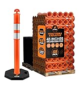 Xpose Safety 45" Orange Delineator Posts with Base, Bulk Full Pallet 96-Pack – T Top, 10" Reflect...