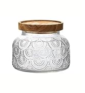 ANSQU Vintage Glass Storage Jar, 25.4 FL OZ Food Storage Jar with Solid Wooden Lid, Tea Bag Organ...