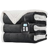 LaffyLo Electric Heated Blanket Full Size 72 x 84, Fast Heating Blanket, Dual-Sided Flannel Sherp...