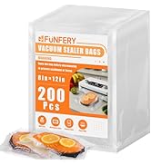 FUNFERY Precut Vacuum Sealer Bags for Food, 200 Quart 8" x 12", Food Long-Term Storage and Sous V...