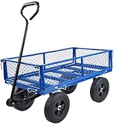 Donext Heavy Duty 880 Lbs Capacity Mesh Steel Garden Cart Folding Utility Wagon cart with Removab...
